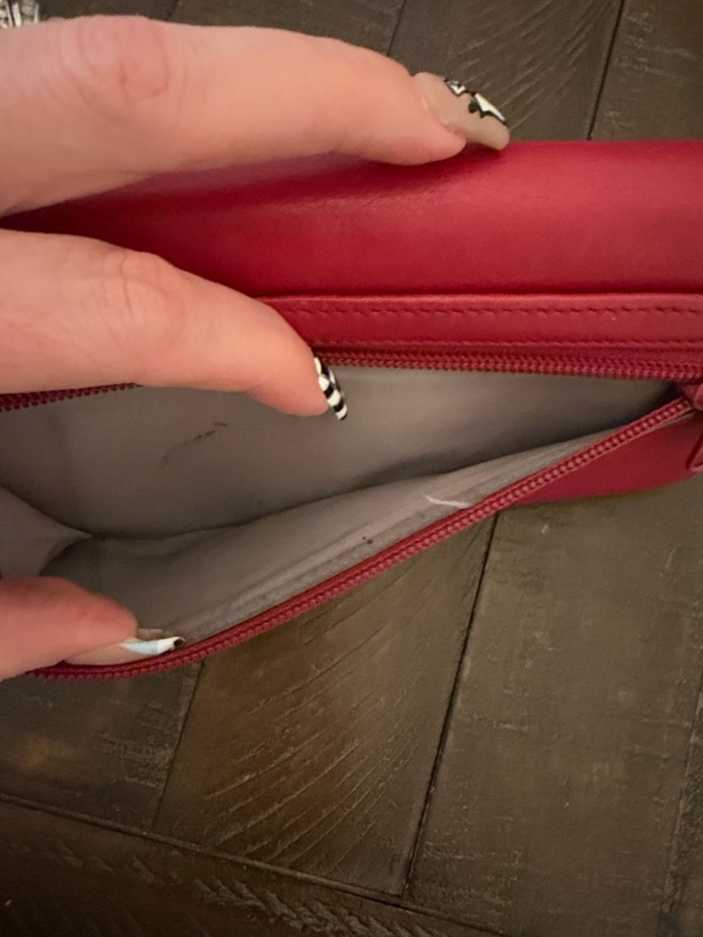 Red Soft Leather Long Wallet for Women - Picture 4 of 14